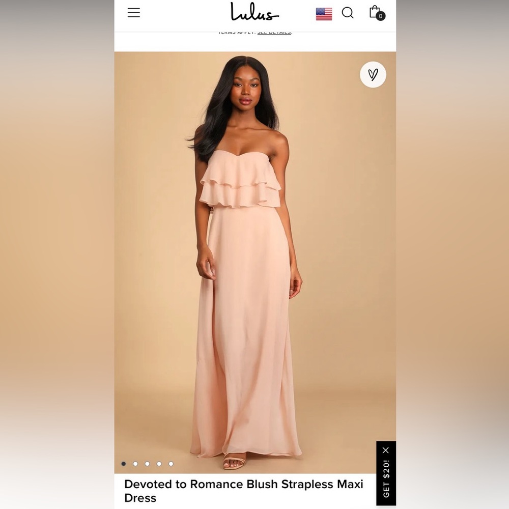Lulus Devoted to Romance blush strapless maxi dress
